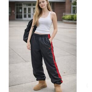 Vintage Starter Track Pants Size Medium Black Red Streetwear y2K Era Athletic